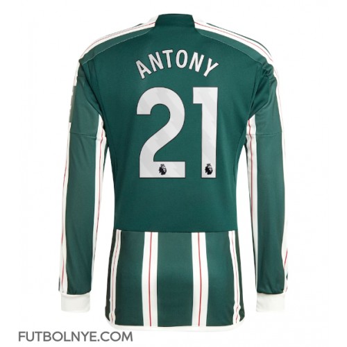 Camiseta Manchester United Antony #21 Visitante Equipación 2023-24 manga larga